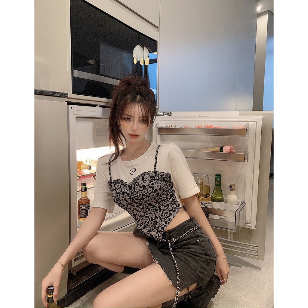  【Cocory】 Áo Croptop Tay Ngắn Thiết Kế Độc Đáo Cho Nữ | BigBuy360 - bigbuy360.vn