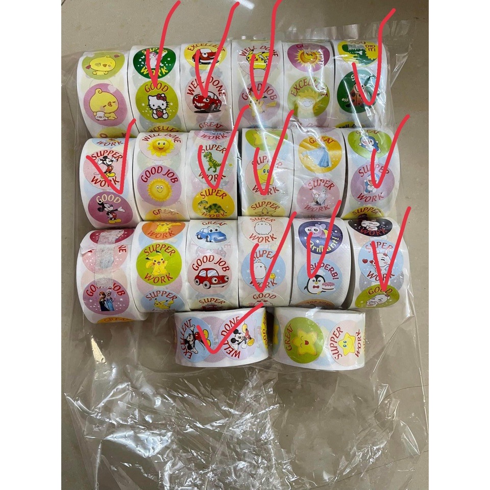 Sticker khen thưởng cuộn (500 sticker/1 cuộn).