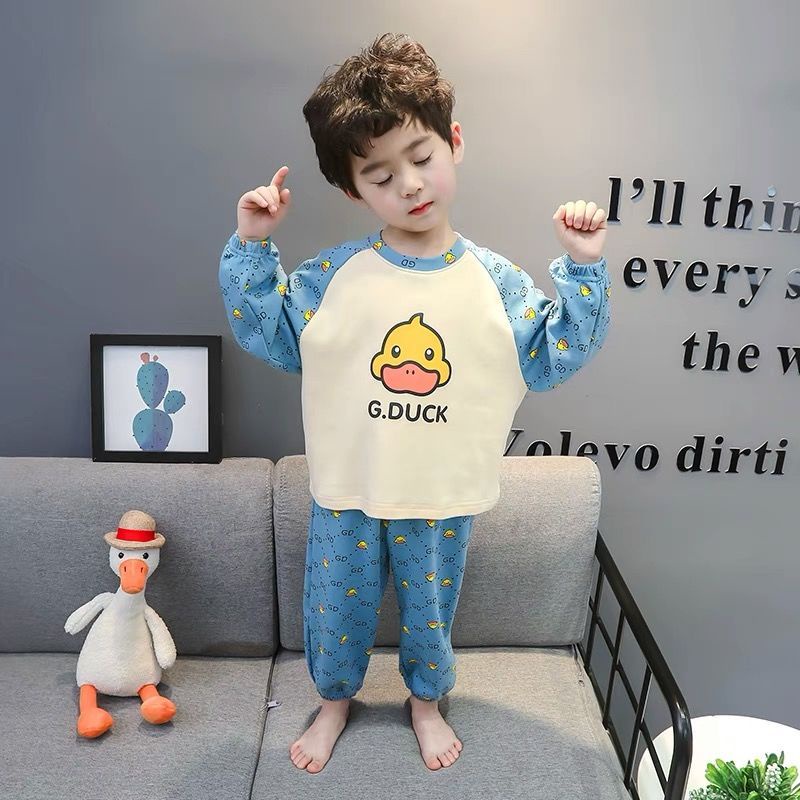 [Hàng Mới Về] Bộ Đồ Ngủ Cotton Dài Tay Thoải Mái Thoáng Khí Phong Cách Phương Tây Cho Bé