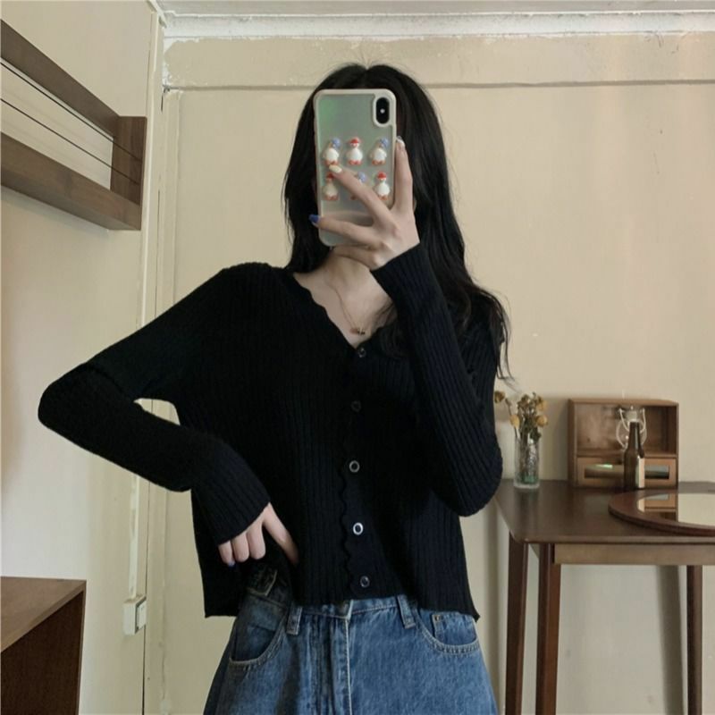 Áo Len Cardigan Tay Dài Cổ Tim Cute Hàn Quốc