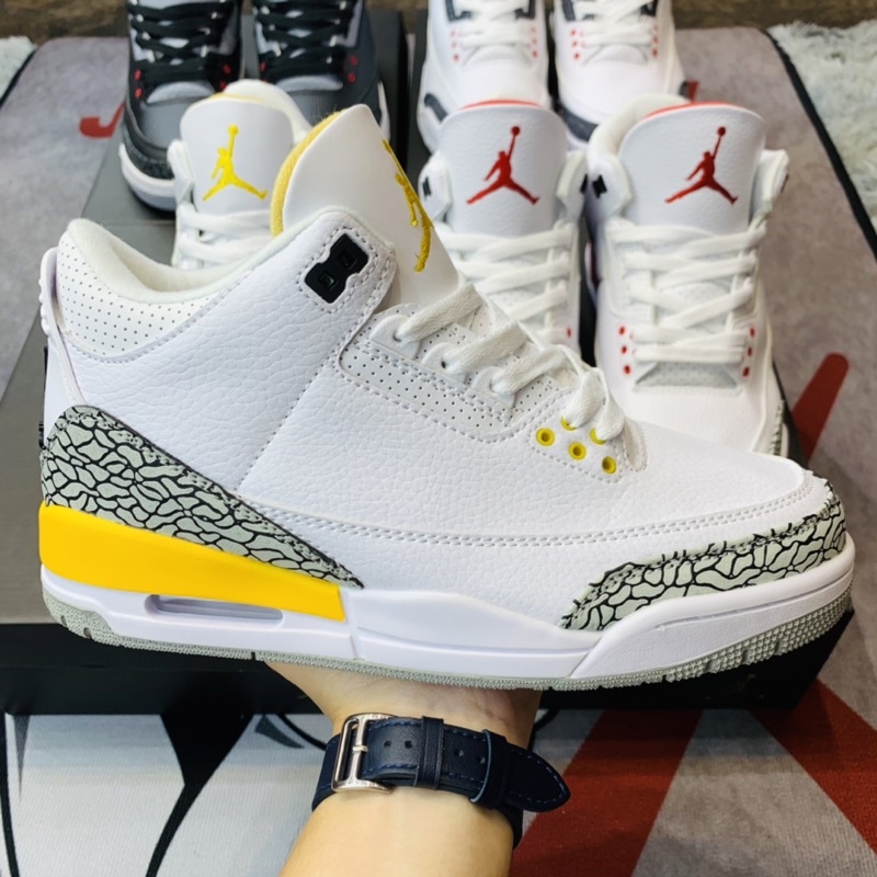 Giày thể thao sneaker jordan 3 laser orange da lộn hàng TC