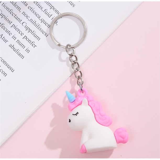 Móc khóa ngựa 1 sừng xanh hồng - Giá rẻ nhất