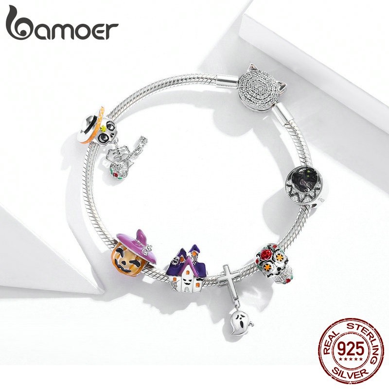 Hạt cườm BAMOER BSC324 bạc 925 phong cách  Halloween 6 loại tùy chọn phụ kiện trang sức vòng tay/vòng cổ DIY