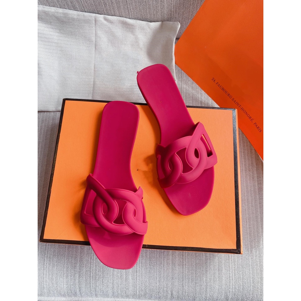 Dép lê đế bằng TPU màu thạch thời trang đi biển mùa hè 2021 mới cho nữ GEGK