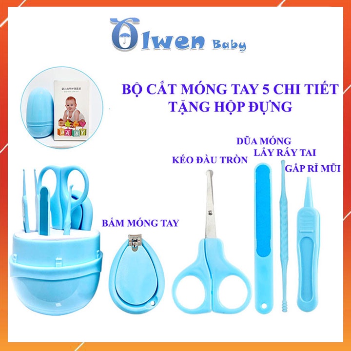 Bộ 5 Món Bấm Cắt Móng Tay Móng Chân Lấy Ráy Tai Cho Bé Cao Cấp Cho Bé Trẻ Sơ Sinh An Toàn Chống Chảy Máu, Tiện Lợi