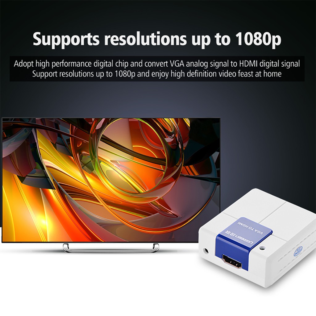 Thiết Bị Chuyển VGA ra HDMI fullHD 1080p Cao Cấp UGREEN