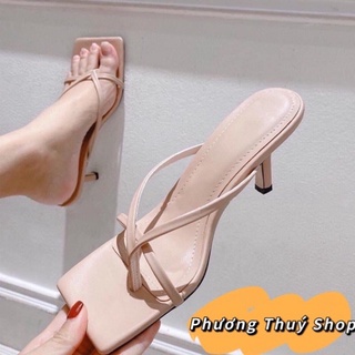 Dép cao quai dây xỏ ngón, gót nhọn 5p