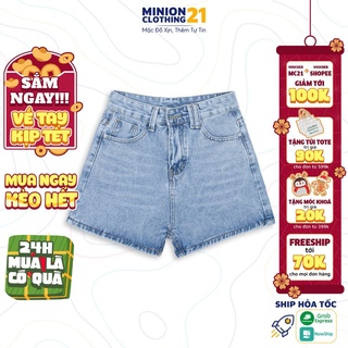Quần sooc MINION CLOTHING lưng cạp cao ống vừa short jeans nữ Ulzzang Hàn Quốc Streetwear chất bò thumbnail