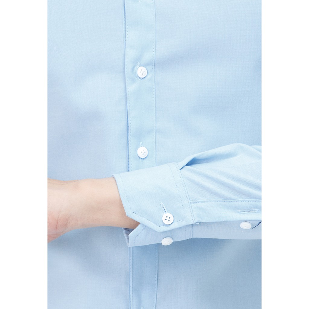 Áo sơ mi nam dài tay vải lụa trơn màu xanh da trời | BigBuy360 - bigbuy360.vn