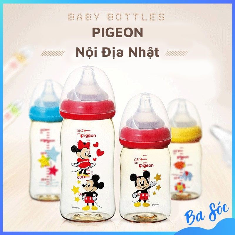 Bình sữa Pigeon cổ rộng PPSU PLUS dung tích 160ml/240ml