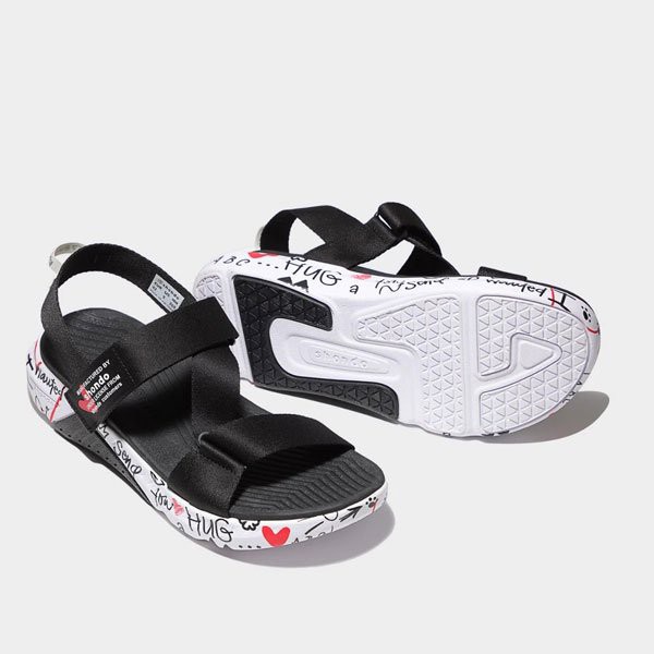 Sandal Shondo F7 Crush đen đế trắng in chữ F7L0010