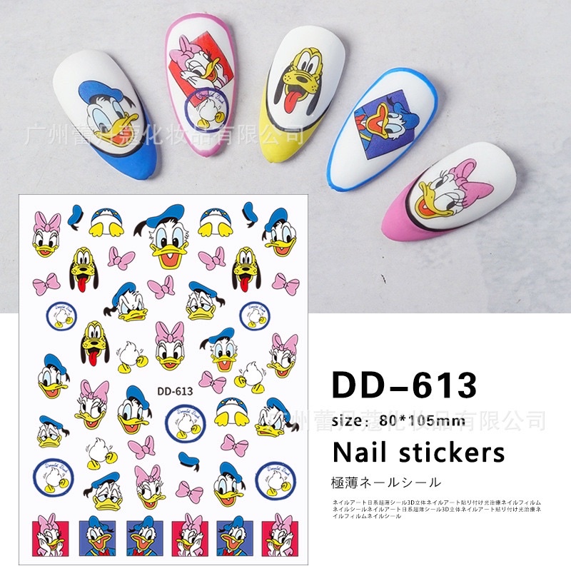 Sticker vịt hoạt hình dán móng