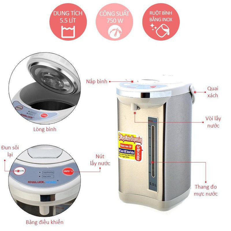 Bình Thủy Điện Khaluck.Home 5.5 Lít KL-955