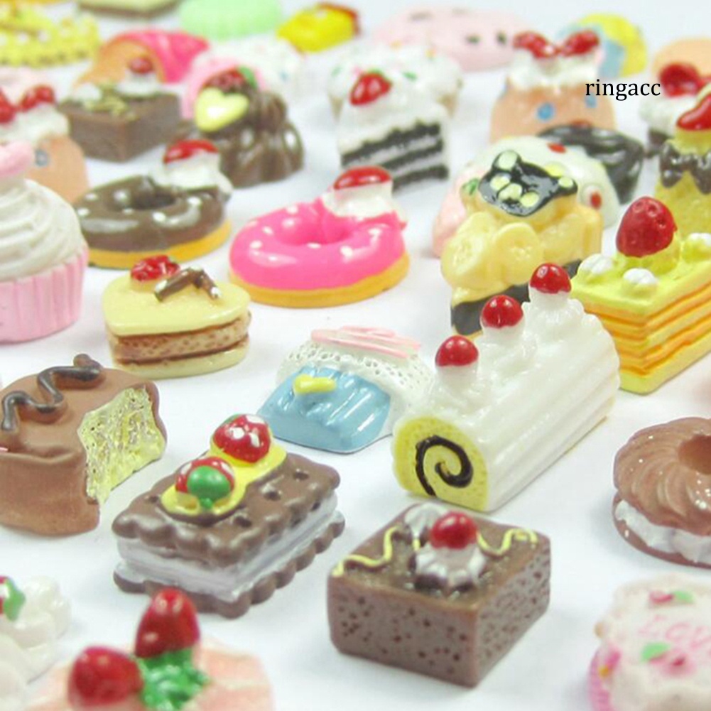 Set 10 Mô Hình Bánh Donut Mini Sống Động Dùng Làm Trang Sức Diy