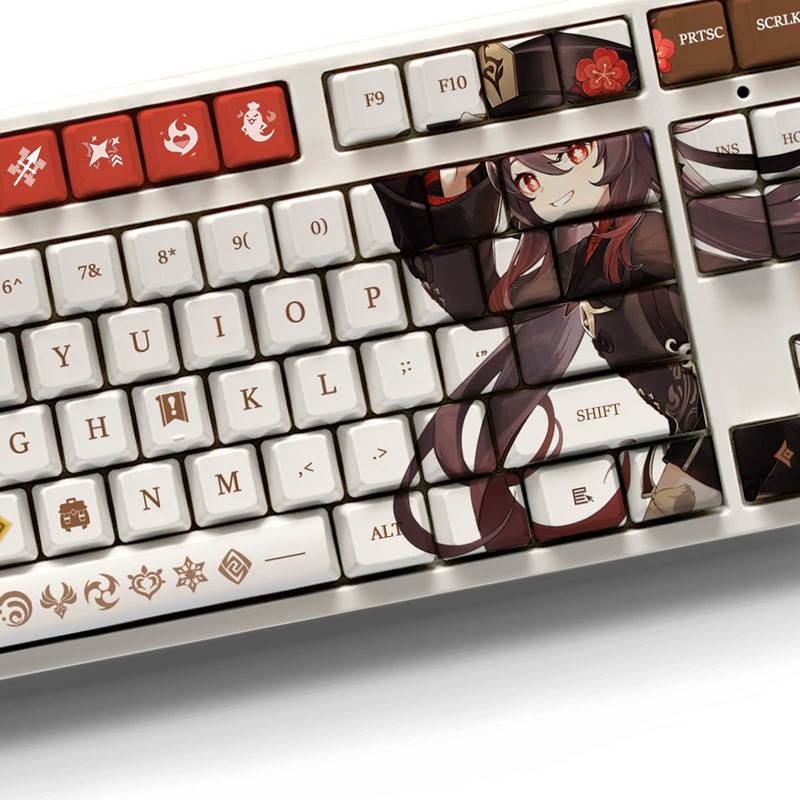 Hu Tao Keycap Genshin Impact Keycap Hồ sơ OEM PBT Thuốc nhuộm thăng hoa Bàn phím cơ Keycap Anime Cá nhân hóa Keycap 108 Phím