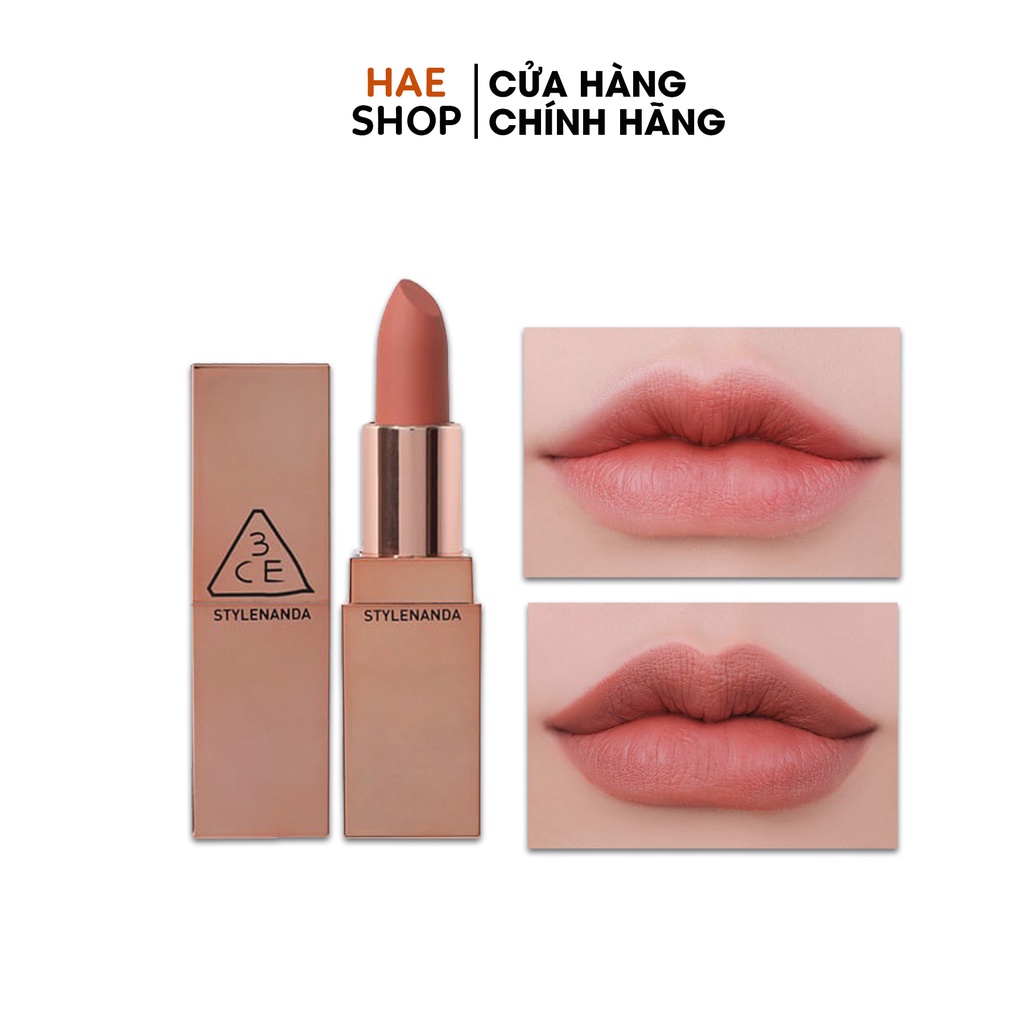 Son 3CE Matte Lip Color Màu 226 Brunch Time - Màu Cam Hồng Đất - Vỏ Vàng - Hàng Chính Hãng