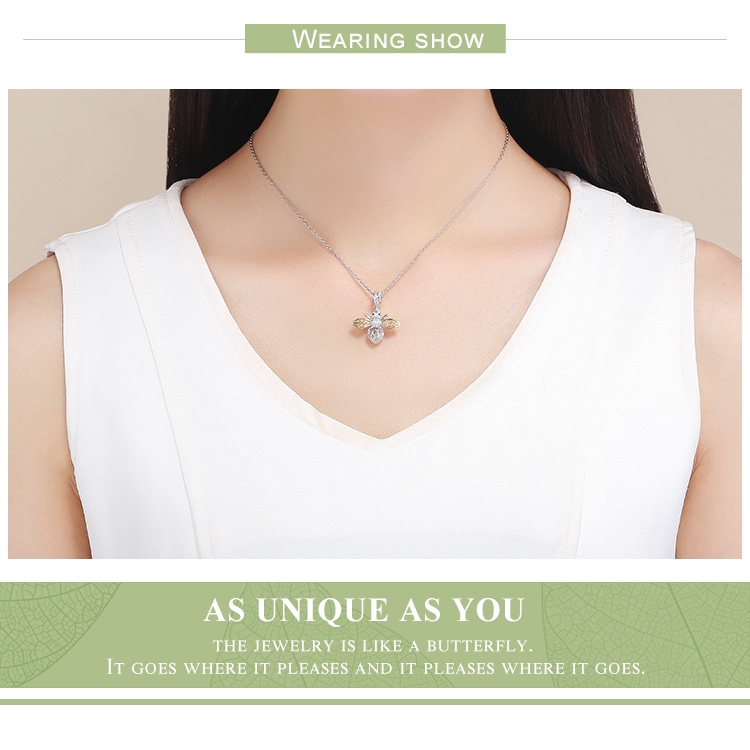 Mặt Trang Sức Bamoer SCC1125 Bằng Bạc S925 Hình Chú Ong Sang Trọng Làm Vòng Tay Và Dây Chuyền DIY