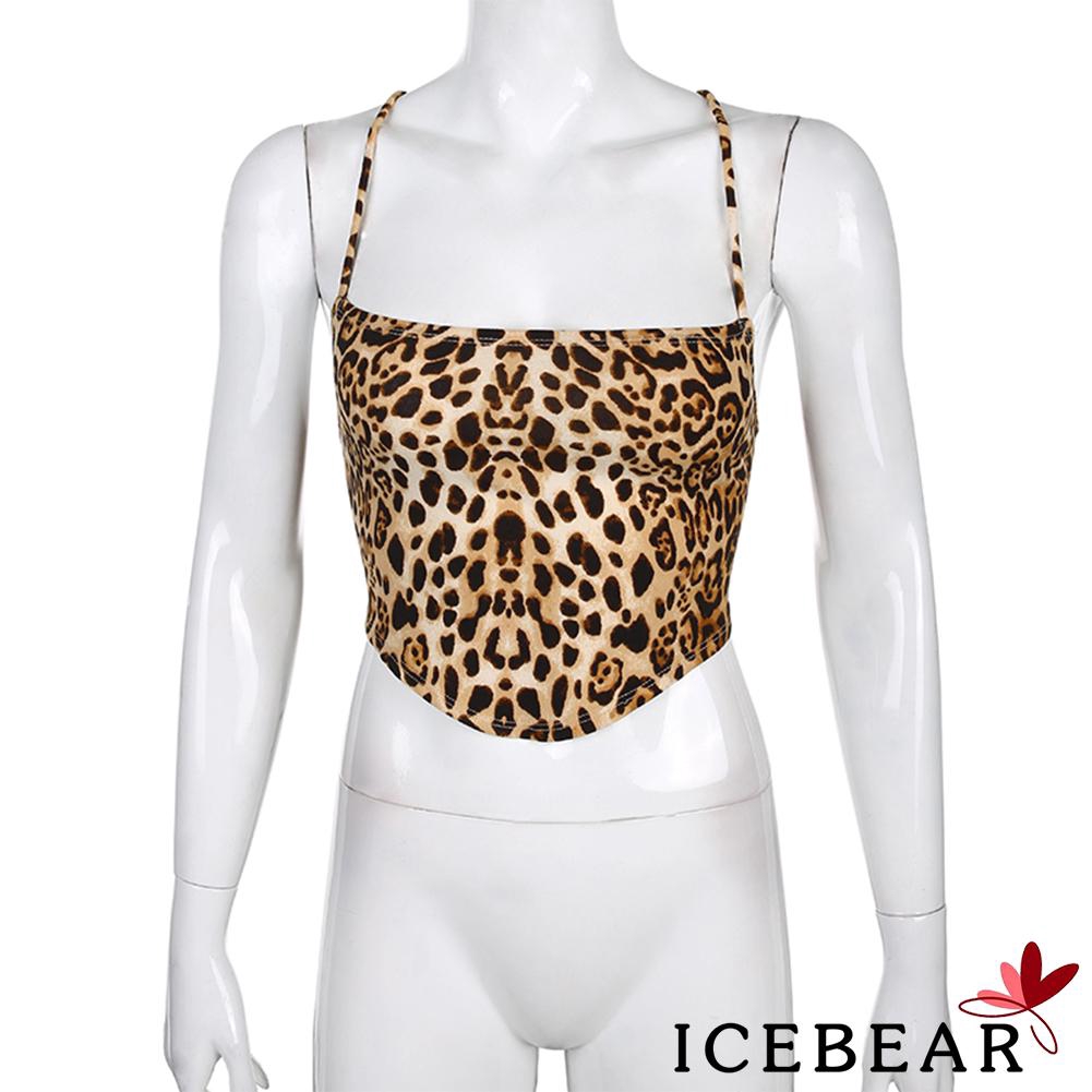 Áo Hai Dây Hở Lưng Họa Tiết Da Báo Quyến Rũ Cho Nữ