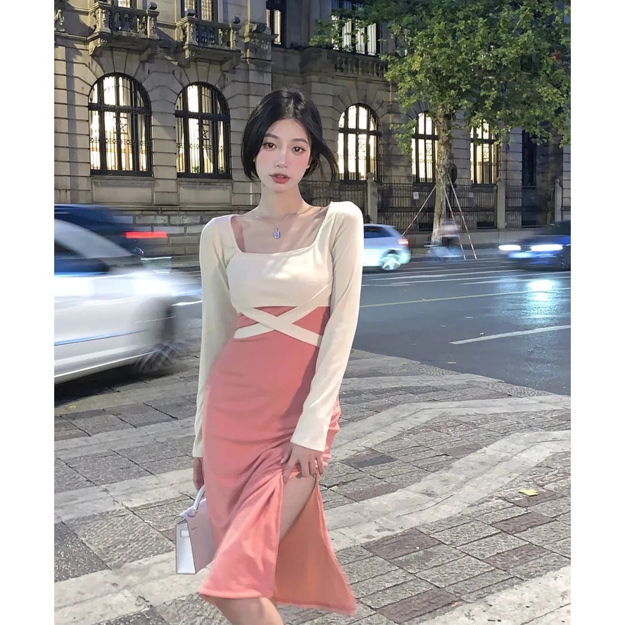 [MURIOKI] Áo Sơ Mi Tay Dài Dáng Ôm Thời Trang Thanh Lịch Dành Cho Nữ Phù Hợp đầm ôm body đầm thun co giãn