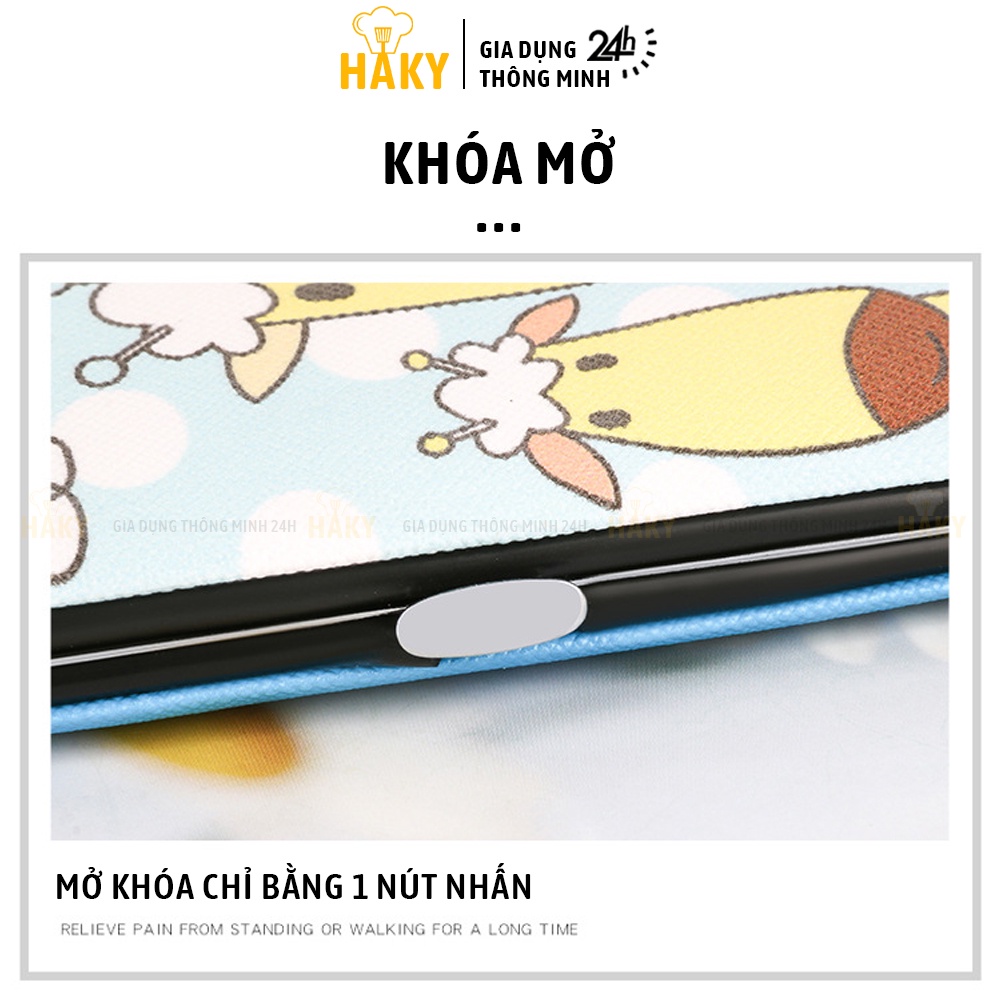 Bộ bấm móng tay 7 món thép không gỉ bao da in hình ngộ nghĩnh HAKY014, bộ dụng cụ cắt móng đa năng fullbox cao cấp