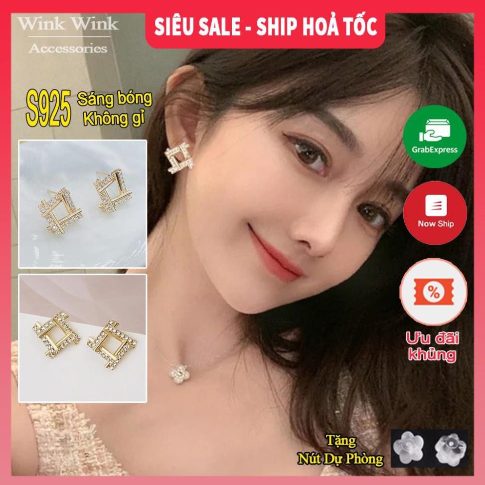 [SIÊU SALE - KÈM ẢNH THẬT] Bông tai đính đá hình thoi Hàn Quốc| Khuyên tai đẹp 2021- Wink Accessories L1AS11