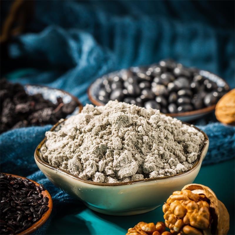[Sẵn] Bột đậu đen, mè đen, óc chó MEIZHOUSHIKE lon 500g