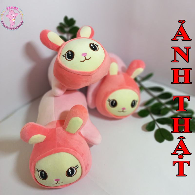 Gấu Bông Hình Con Thỏ Hồng Dáng Nằm Size 40cm Chất Liệu Vải Bông Cao Cấp Xuất Dư Siêu Thị