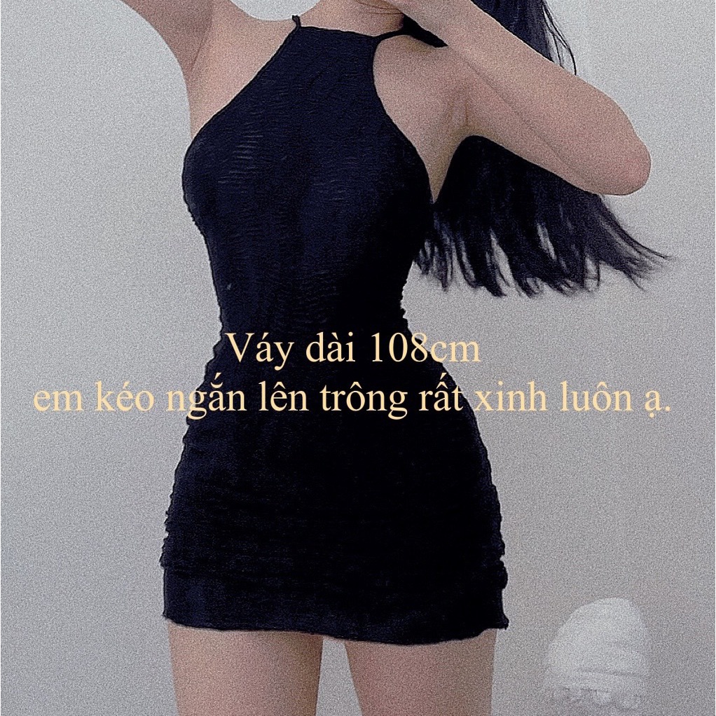 Đầm nữ dáng ôm body midi cổ yếm ulzzang Emilyshop