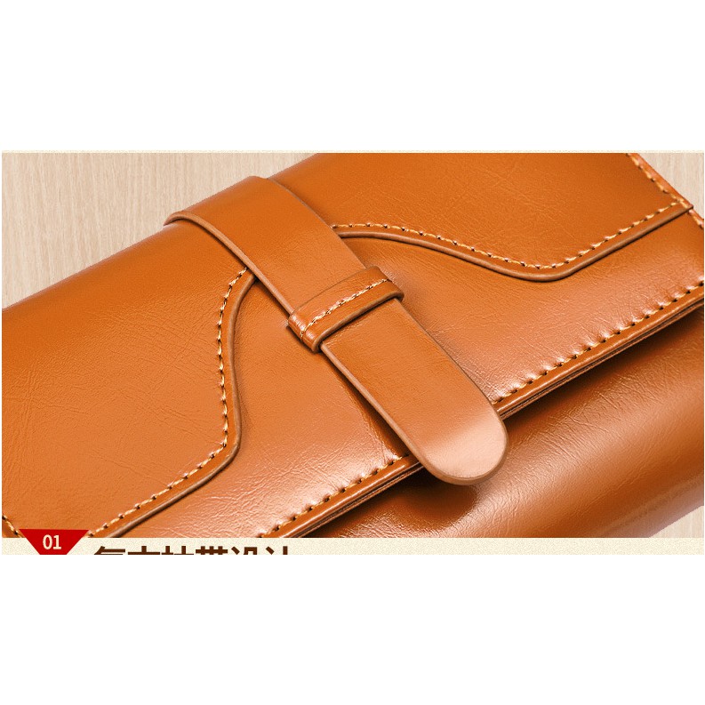 Ví nữ gấp gọn Quảng Châu da bò