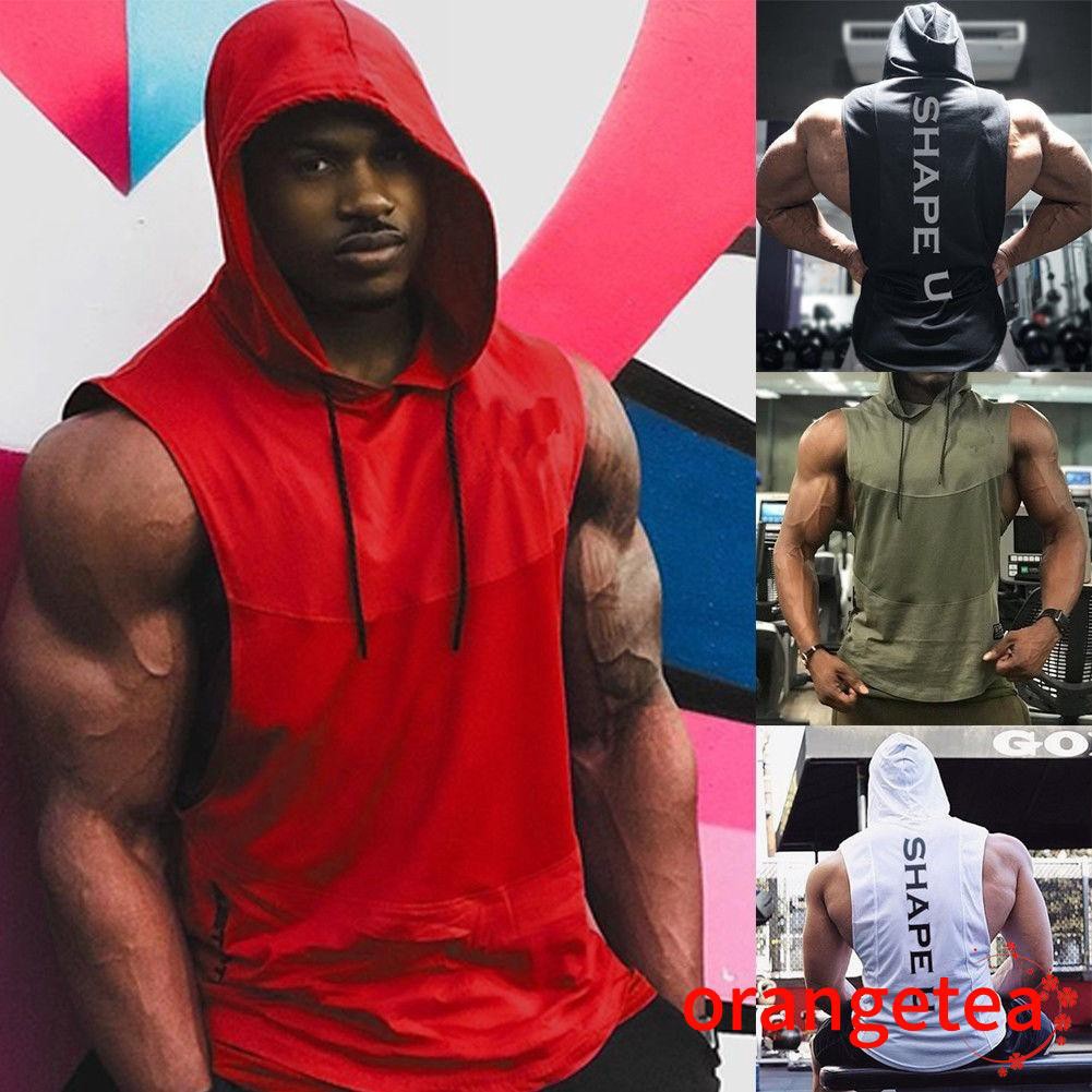 Áo hoodie sát nách dành cho nam mặc tập gym ་