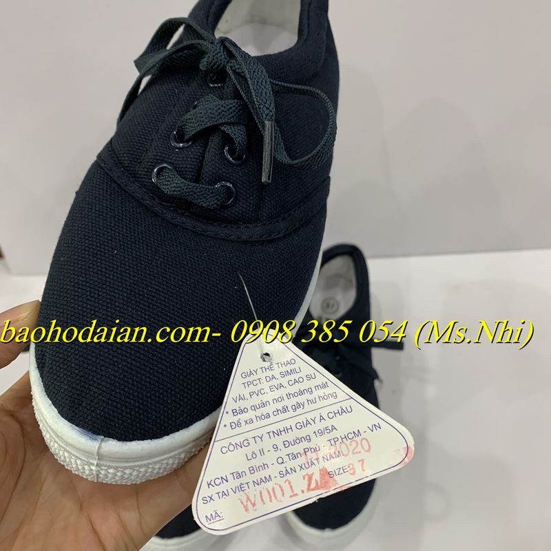 Giày Vải Asia màu xanh đen Có Dây Buộc- Hình thật