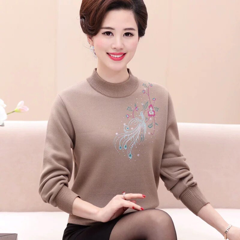 Hàng có sẵn ) Áo len nữ trung niên thời trang kiểu dáng sang trọng, ấm áp QCNP347 | BigBuy360 - bigbuy360.vn