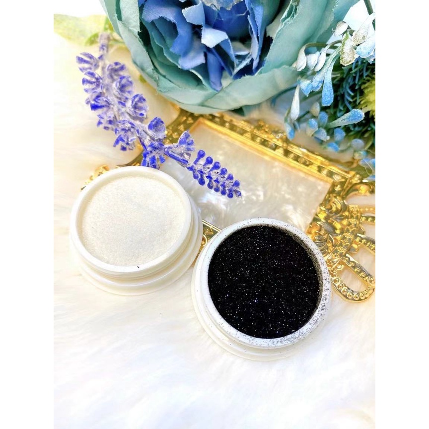 nhũ cát đen trắng trang trí nail