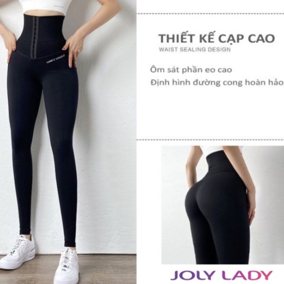 Quần legging latex có móc cài eo, giảm eo tạo dáng, mặc tập gym, định hình vóc dáng JoLy LaDy