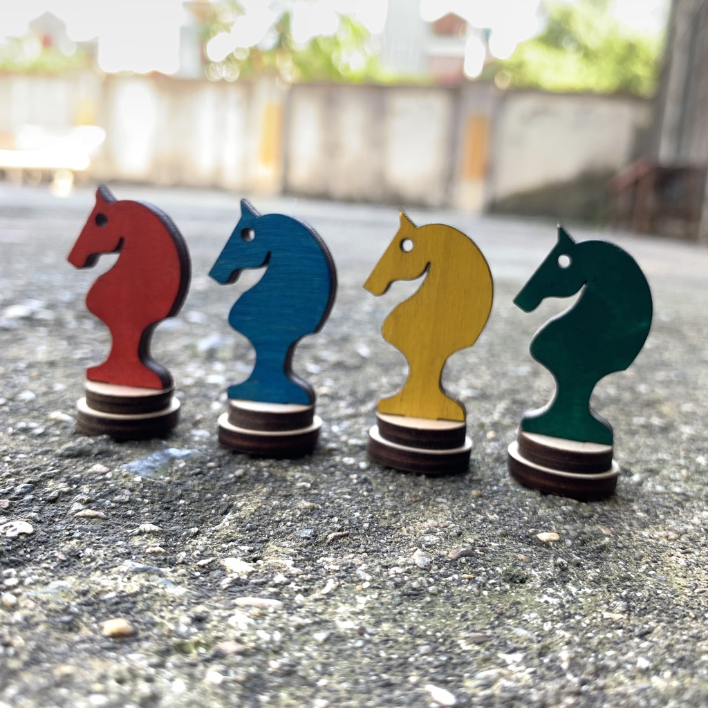 Bộ 4 Quân Ngựa Gỗ Chế Tác Thủ Công Dùng Trang Trí,Tự Làm Cờ Cá Ngựa Bộ Đồ Chơi Gỗ Board Game