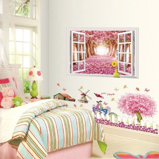 Decal Cửa Sổ Vườn Đào
