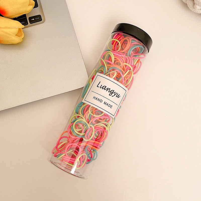 Hộp 300 sợi chun buộc tóc nhiều màu cho bé gái