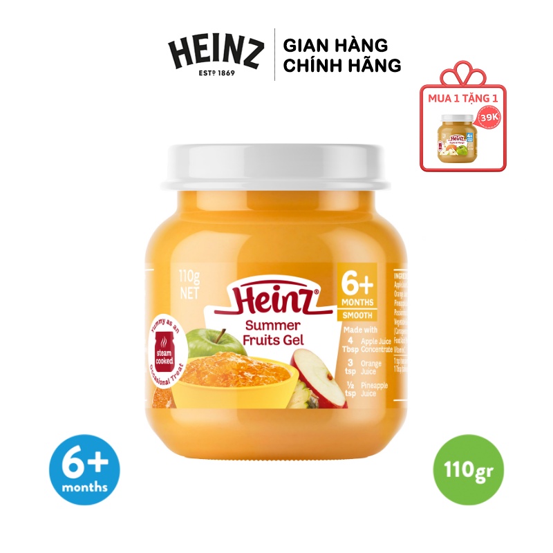 Dinh Dưỡng Đóng Lọ Rau Câu Trái Cây Mùa Hè HEINZ 110g (Date 18/08/2022) + Tặng 1 Hũ Táo Xoài 110g (Date T07/2022