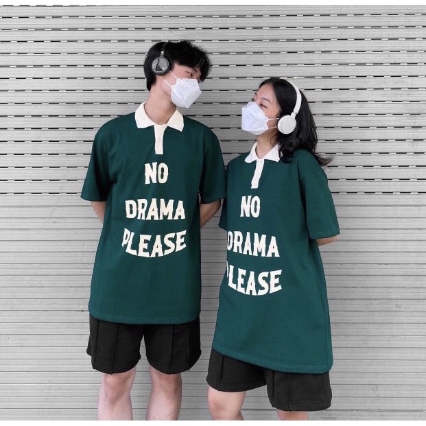 Áo Thun Polo Chữ No Nam Nữ Unisex Dáng Rộng Chât Tổ Ong Thoáng Mát Cổ Bẻ Tay Lỡ