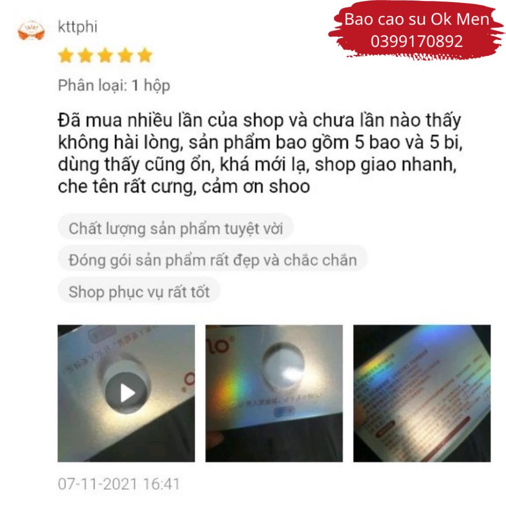 Bao Cao Su OLO 001 Có Hạt Ngọc Trai Mềm Tăng Kích Cỡ 1.5cm, BCS Siêu Mỏng, Nhiều Gel