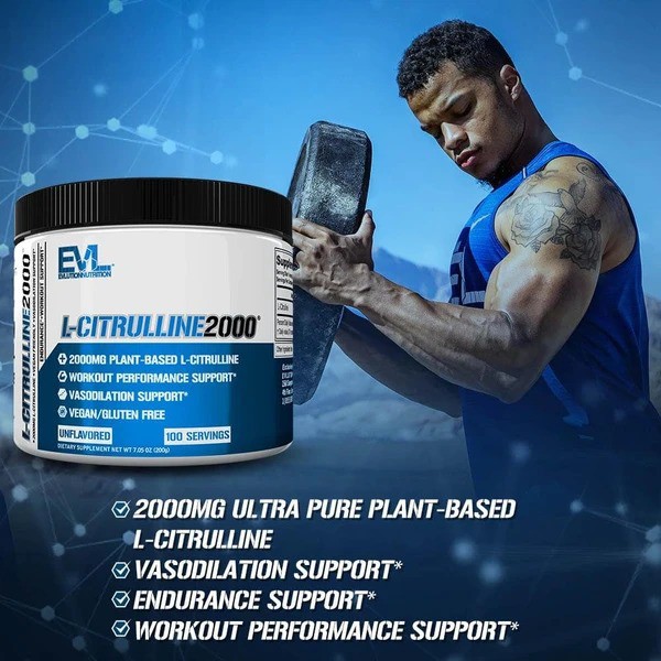 EVL L Citrulline hỗ trợ tăng sức mạnh và sức bền (100 Lần dùng)