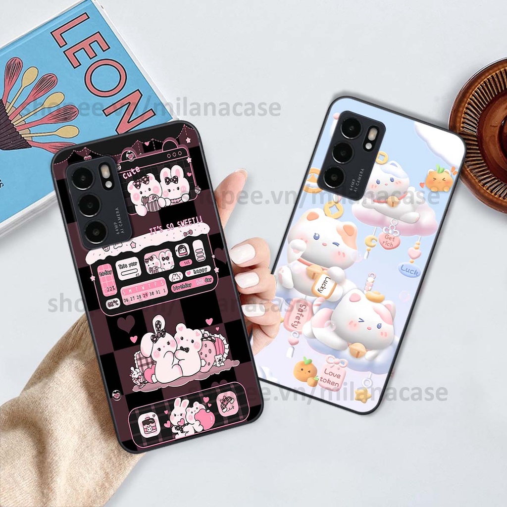 Ốp Oppo Reno6 / Reno6 Z 5G / Reno 6 hình đồng hồ icon gấu mèo cute cực dễ thương ngộ nghĩnh