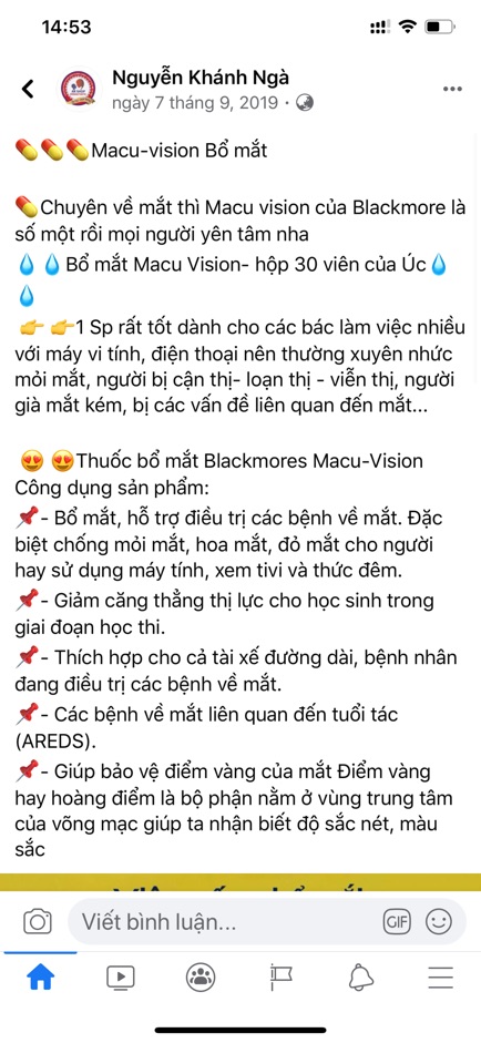 Viên uống bổ mắt Macu vision blackmores 30v | Thế Giới Skin Care