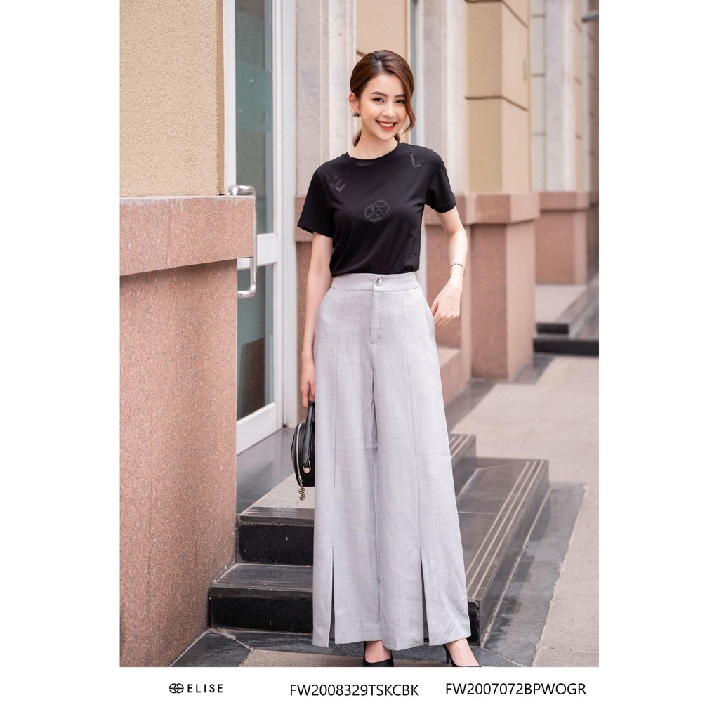 Quần ghi xước xẻ ống Elise