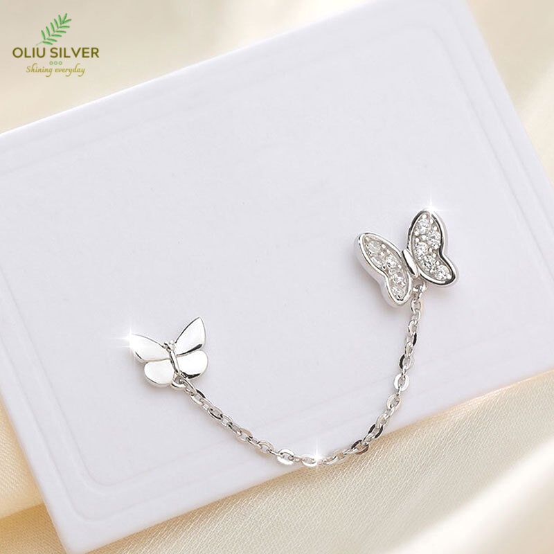 Bông Tai Bạc S925 Butterfly Nhiều Lỗ Xỏ Trẻ Trung Cá Tính | Khuyên Tai Nữ Trang Sức Bạc Thời Trang