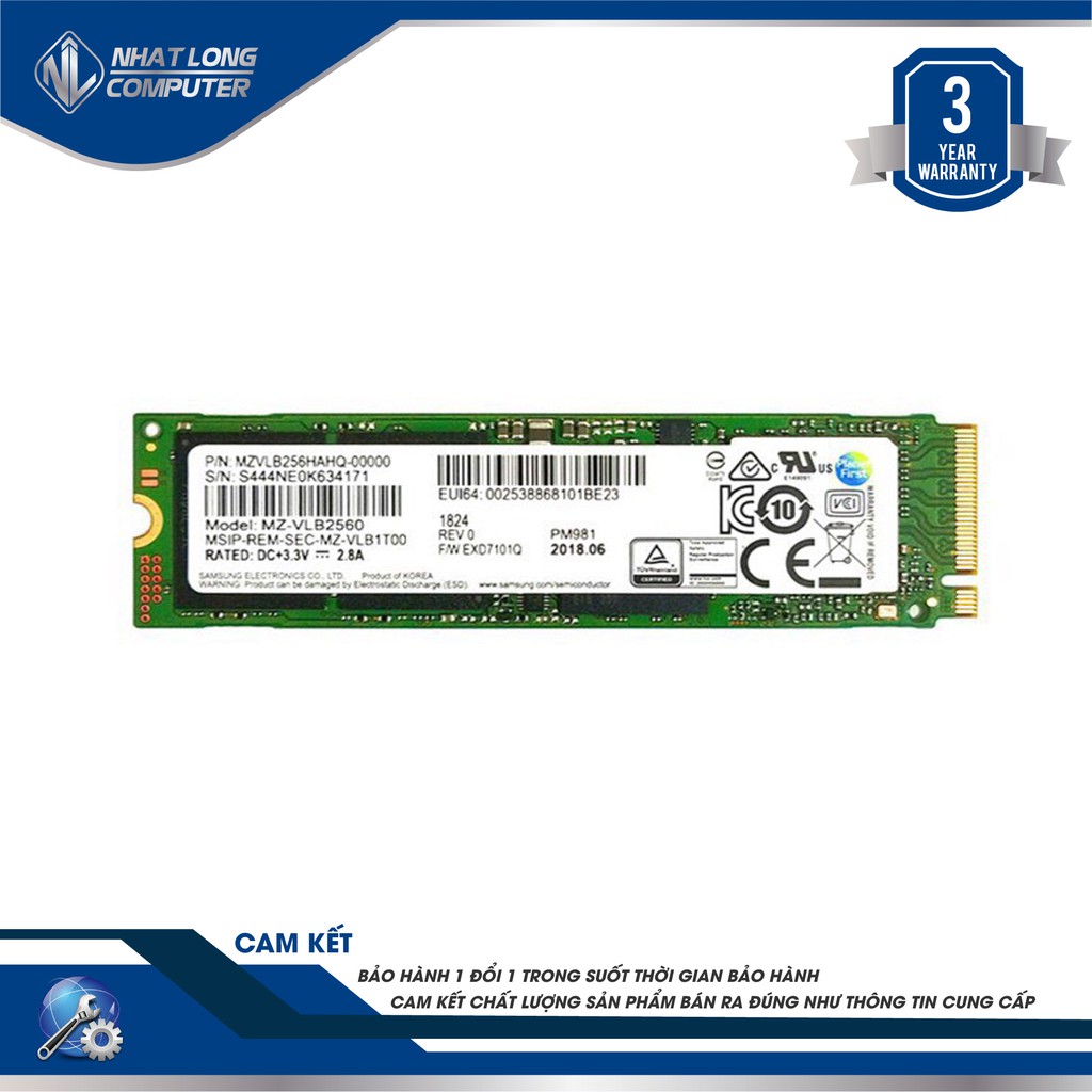 Ổ Cứng SSD M2-PCIe 256GB Samsung PM981/P981A NVMe 2280