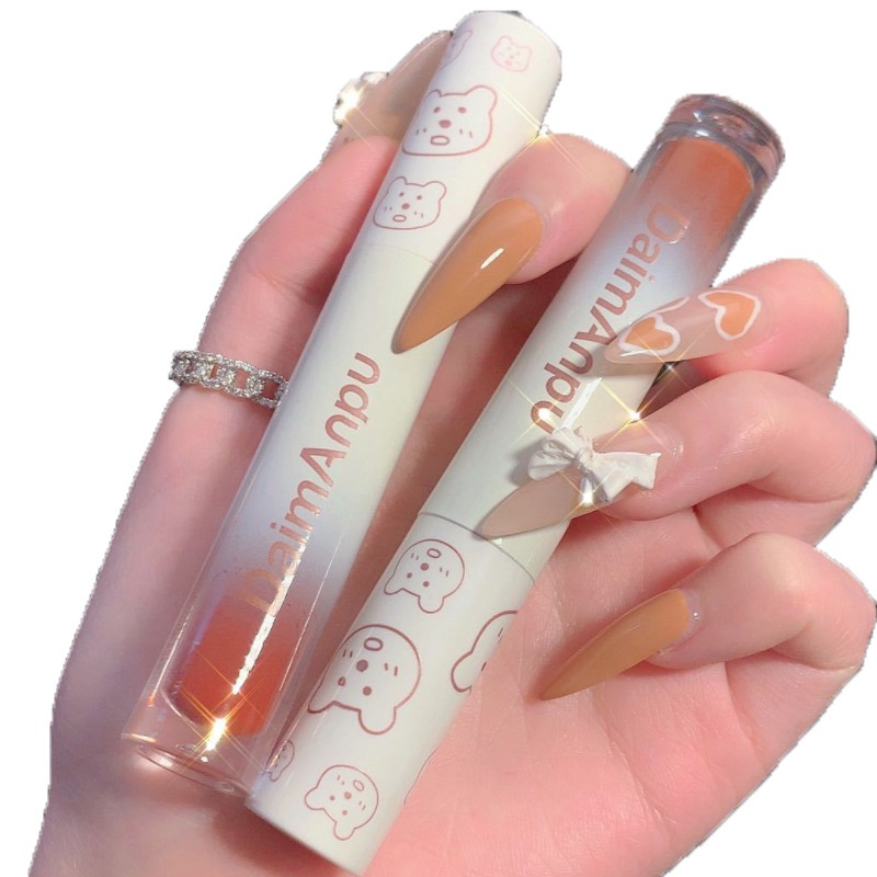 [Hàng mới về] Son bóng Daimanpu tráng gương in hình chú gấu đáng yêu