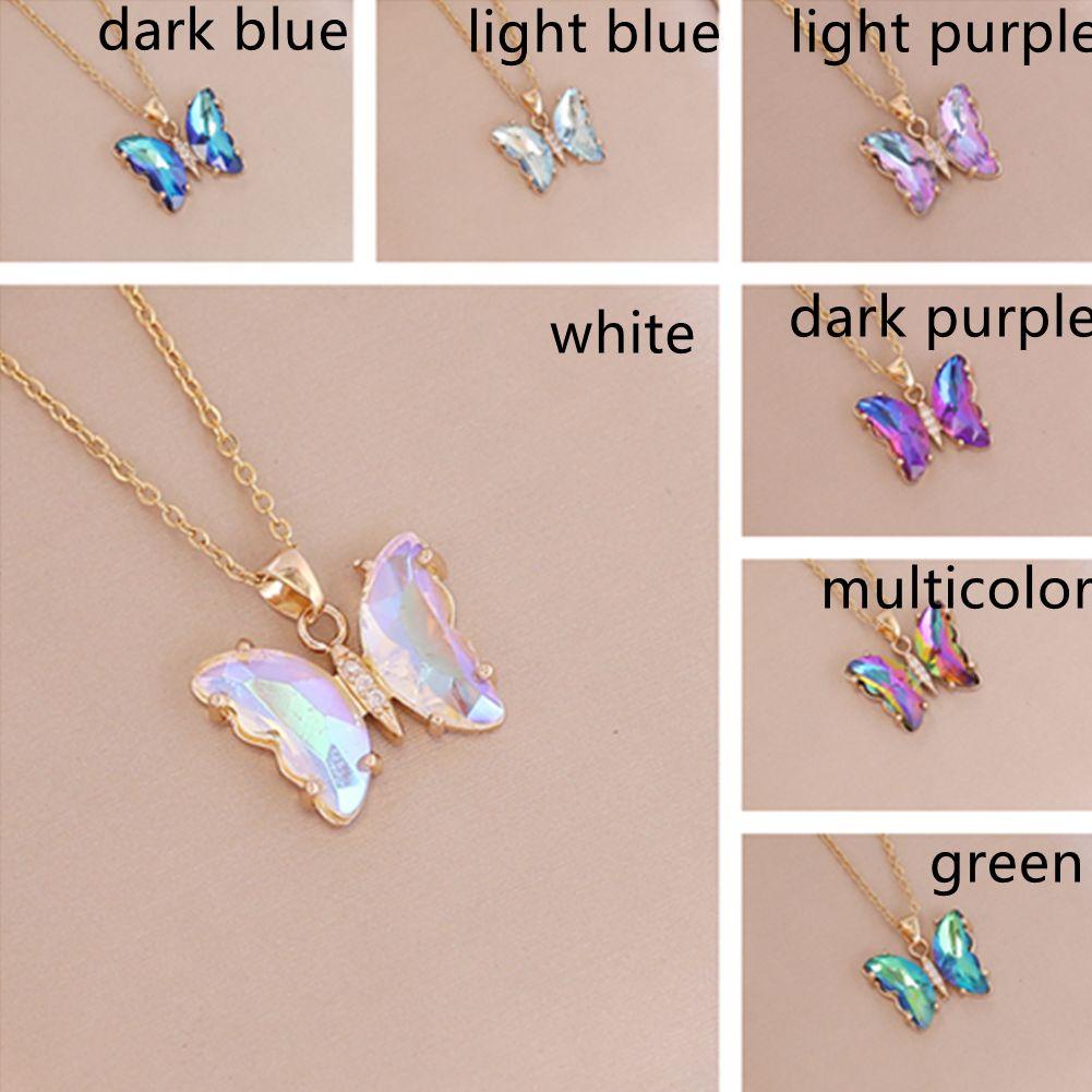 Vòng cổ Mặt Bướm Màu Gradient Thời Trang Dành Cho Nữ|Bươm Bướm
