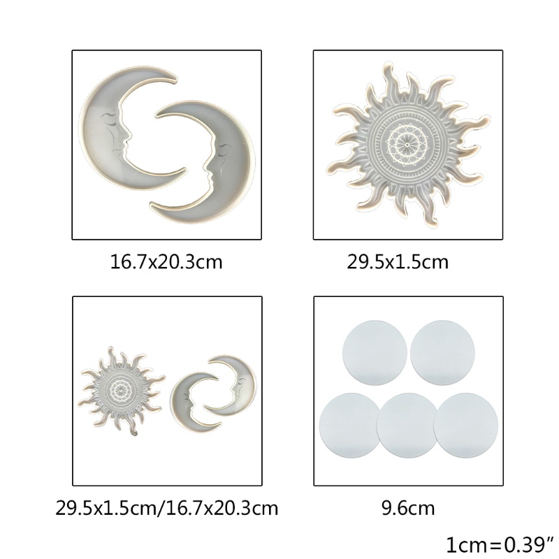 Sa Khuôn Silicon Làm Đồng Hồ Treo Tường Hình Mặt Trăng / Mặt Trời Trang Trí DIY