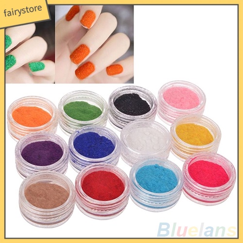 [Hàng mới về] Bộ 12 hộp bột trang trí móng màu khác nhau tiện dụng cho nữ